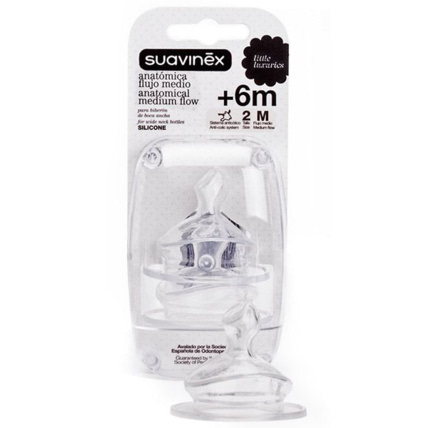 Avis Tétine physiologique en silicone à col large - Débit moyen, 6 mois + Suavinex 1