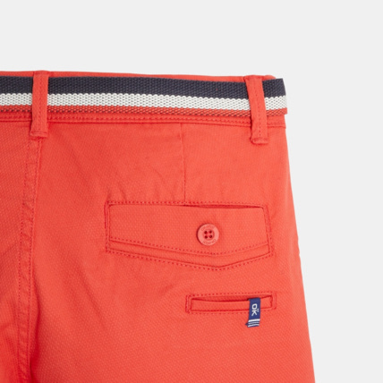 Avis Bermuda toile fantaisie et ceinture sangle rouge garçon OKAIDI 3