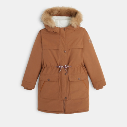 Parka chaude et deperlante a capuche marron fille OKAIDI Comparateur Avis Prix