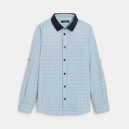 Avis Chemise imprimée à col côtelé bleue garçon OKAIDI 1