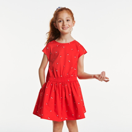 Robe imprime fleurs et coeurs rouge fille OKAIDI Comparateur Avis Prix