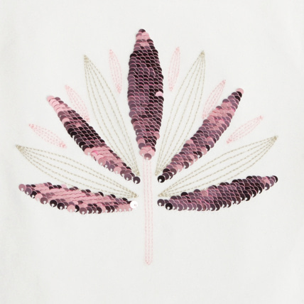Avis T-shirt à manches bouffantes et motif à sequins rose fille OKAIDI 2