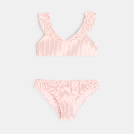 Maillot de bain 2 pieces raye orange fille OKAIDI Comparateur Avis Prix