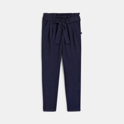 Avis Pantalon à taille haute ceinturée bleu fille OKAIDI 2