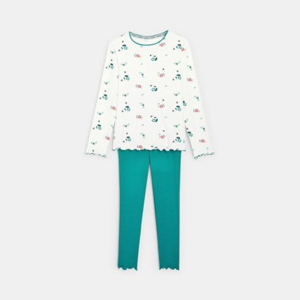 Avis Pyjama en jersey de coton biologique blanc fille OKAIDI 1