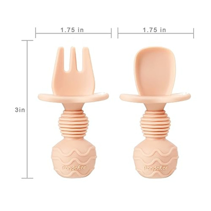 Avis Lot de 2 assiettes à ventouse en silicone avec compartiments, 2 cuillères et 2 fourchettes PandaEar 4