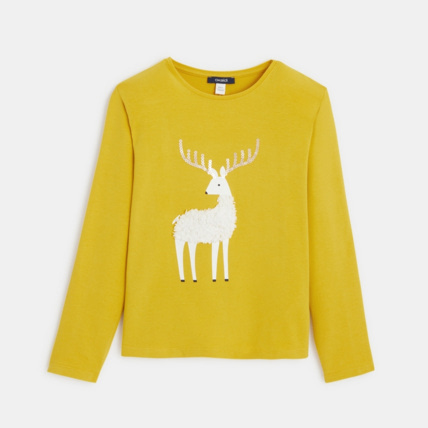 Avis T-shirt à motif en relief jaune fille OKAIDI 1