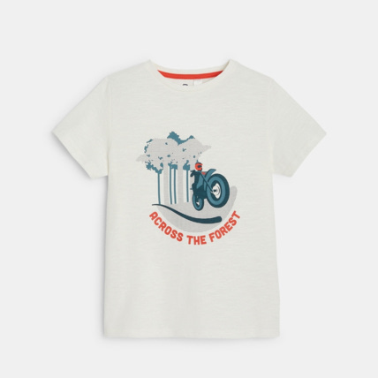 Avis T-shirt à message "Across the forest" blanc garçon OKAIDI 1