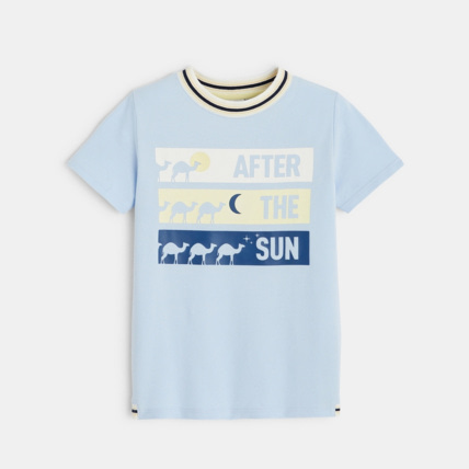 Avis T-shirt à col côtelé bleu garçon OKAIDI 1