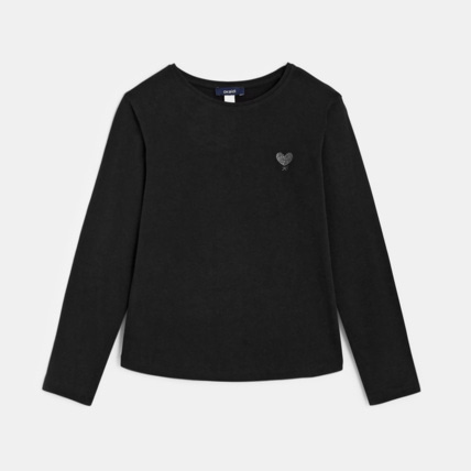 Avis T-shirt basique motif cœur noir fille OKAIDI 1