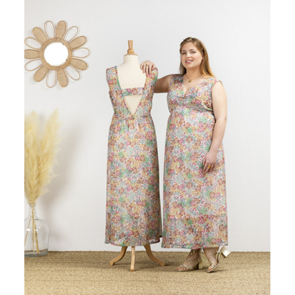 Avis Robe longue de grossesse avec dos fantaisie et imprimé fleuri Prémaman 1