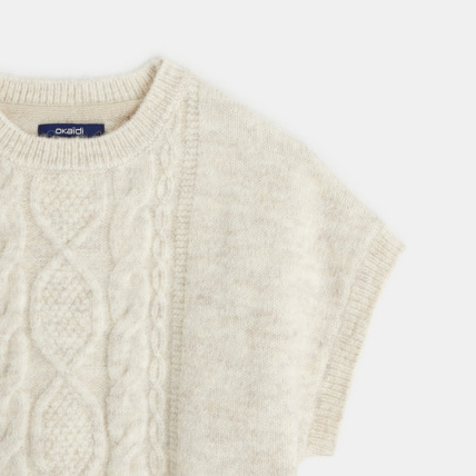 Avis Pull torsadé manches courtes blanc fille OKAIDI 2