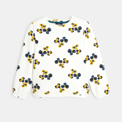 Avis Sweat-shirt à motifs imprimés Fleurs jaune fille OKAIDI 1