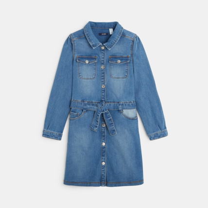 Avis Robe-chemise en jean délavé bleue fille OKAIDI 2