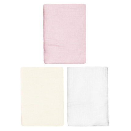 Avis Lot de 3 Draps housses couffin en gaze de coton, Uni Sevira Kids 3