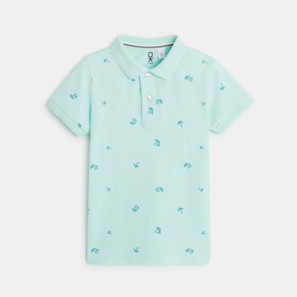 Avis Polo manches courtes imprimé turquoise garçon OKAIDI 1