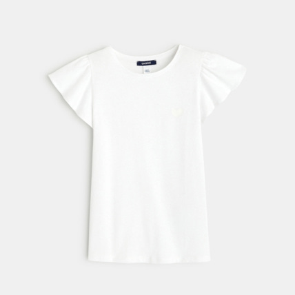 Avis T-shirt à manches courtes volantées blanc fille OKAIDI 2