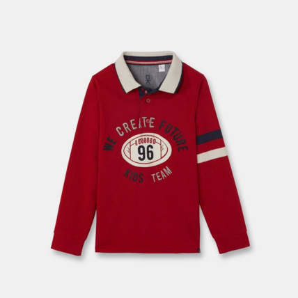 Avis Polo manches longues rouge garçon OKAIDI 1