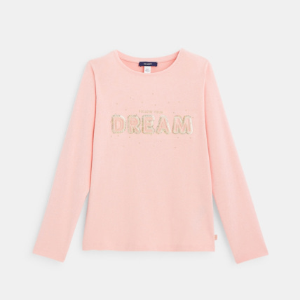 Avis T-shirt coton bio à message 3D rose fille OKAIDI 1