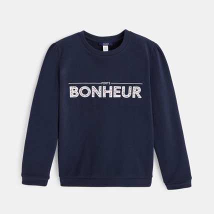 Avis Sweat molleton broderie coeur bleu fille OKAIDI 2