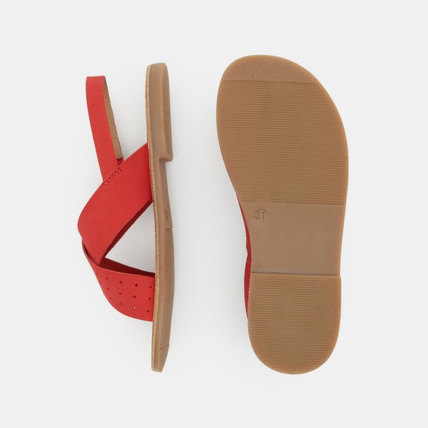 Avis Sandales cuir nubuck perforé rouges fille OKAIDI 3