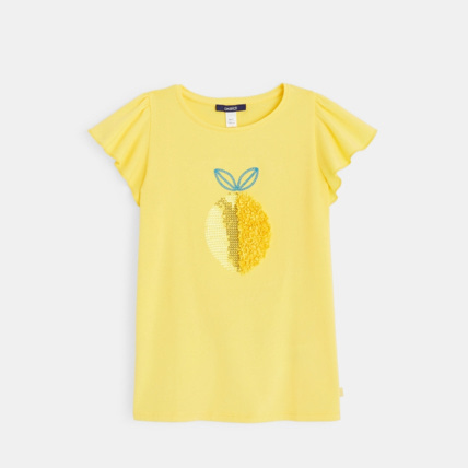 Avis T-shirt à sequins motif citron jaune fille OKAIDI 2