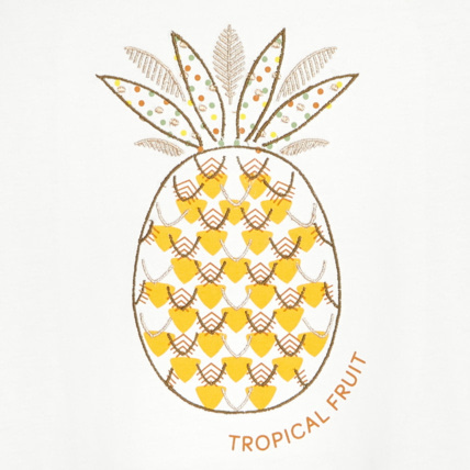 Avis T-shirt col rond à motif brodé blanc fille OKAIDI 2
