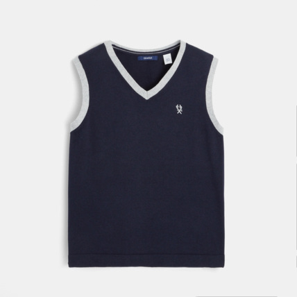 Avis Pull débardeur tricot fin bleu garçon OKAIDI 1