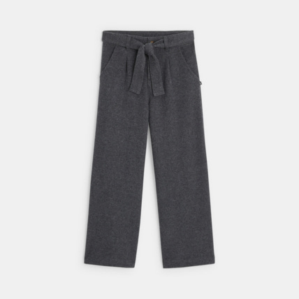 Avis Pantalon taille haute paper bag gris fille OKAIDI 1