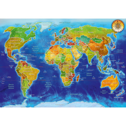 Avis Puzzle World Geo-Political Map BLUEBIRD PUZZLE 1