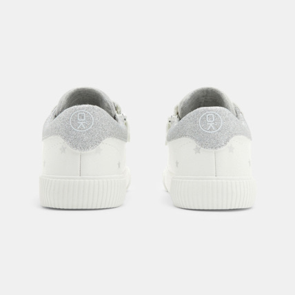 Avis Tennis mix matières croûte de cuir et paillettes blanches fille OKAIDI 4