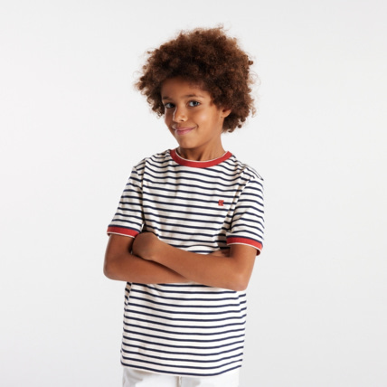Avis T-shirt marinière bleu garçon OKAIDI 1