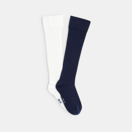 Avis Chaussettes montantes côtelées bleues fille OKAIDI 2