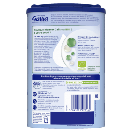 Avis Lait infantile Calisma 2ème âge BIO en poudre Laboratoire Gallia 2