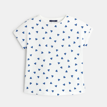 Avis T-shirt imprimé motif "petits coeurs-coccinelles" bleu fille OKAIDI 2