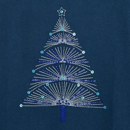 Avis T-shirt coton bio sequins et broderies sapin bleu fille OKAIDI 3
