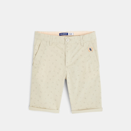 Avis Bermuda slim à petits motifs blanc garçon OKAIDI 1