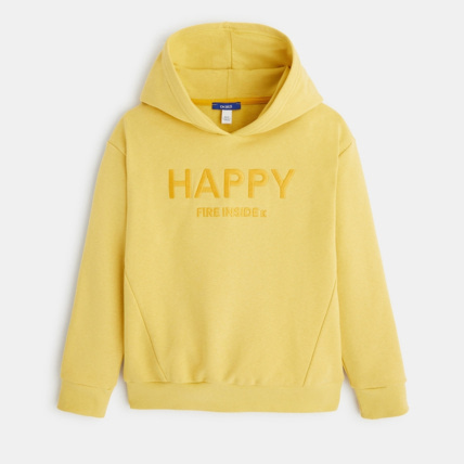Avis Sweat-shirt à capuche à message jaune garçon OKAIDI 1