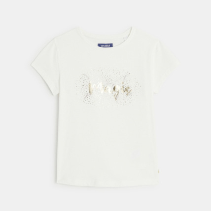 Avis T-shirt à message pailleté Magique blanc fille OKAIDI 1