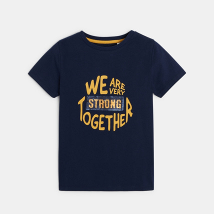 Avis T-shirt à message" We are very strong together" bleu garçon OKAIDI 2