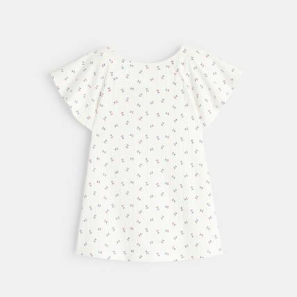 Avis T-shirt gaufré à petits motifs Cerises blanc fille OKAIDI 3