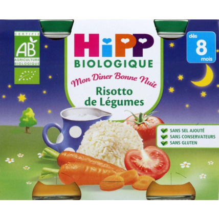 Avis Menu Bonne Nuit Risotto de Légumes - 2 pots x 190g - 8 mois HIPP 1