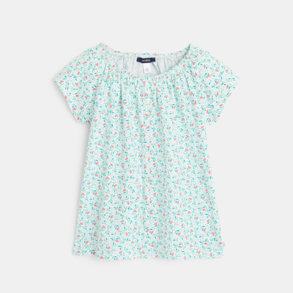 Avis T-shirt imprimé à encolure élastiquée vert fille OKAIDI 1