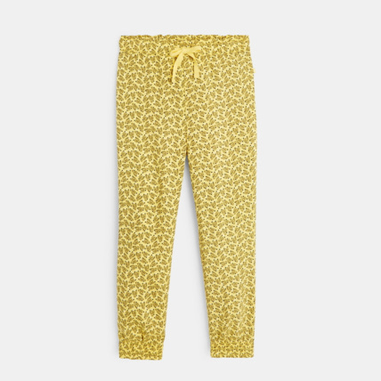 Avis Pantalon fluide imprimé feuillages jaune fille OKAIDI 1