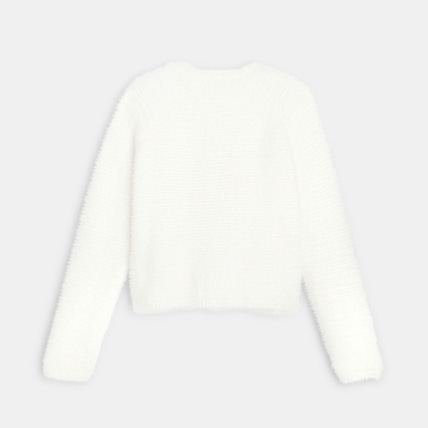 Avis Cardigan tricot fluffy uni blanc fille OKAIDI 3