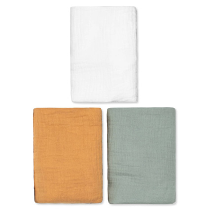 Avis Lot de 3 Draps housses couffin en gaze de coton, Uni Sevira Kids 4