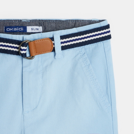 Avis Bermuda en toile + ceinture turquoise garçon OKAIDI 3