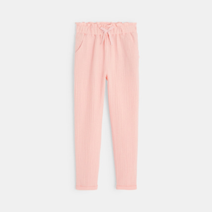 Avis Pantalon léger en double gaze de coton rose fille OKAIDI 2