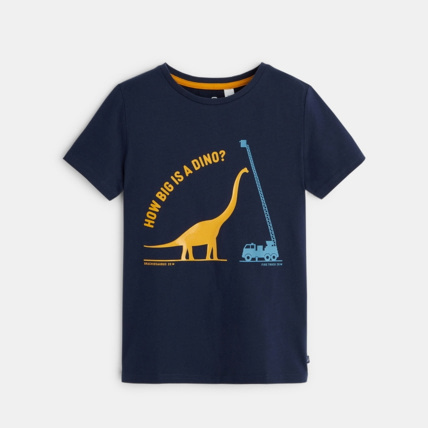 Avis T-shirt à message "How big is a dino" bleu garçon OKAIDI 1