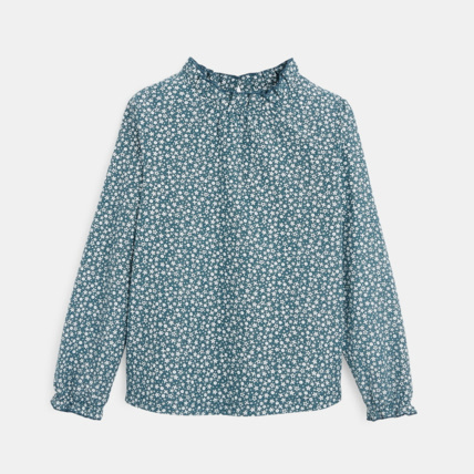 Avis Blouse imprimée à col collerette verte fille OKAIDI 1